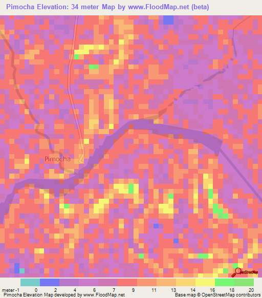 Pimocha,Ecuador Elevation Map