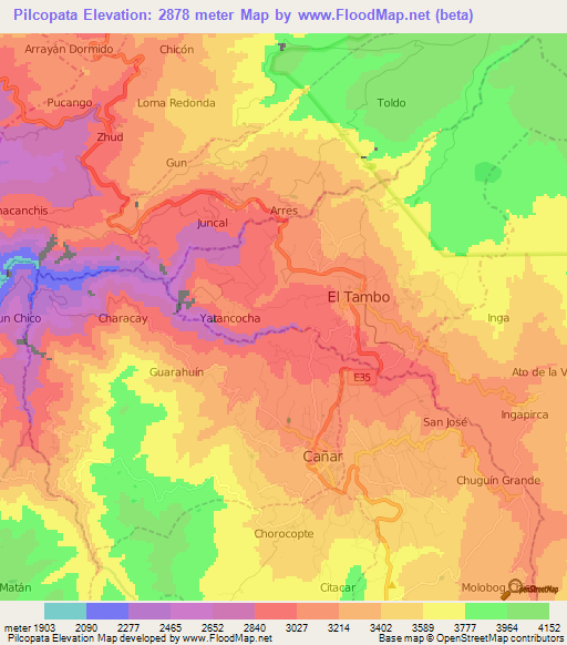 Pilcopata,Ecuador Elevation Map