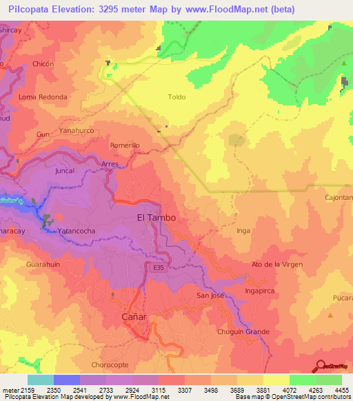 Pilcopata,Ecuador Elevation Map