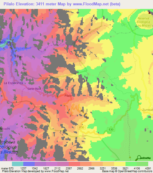 Pilalo,Ecuador Elevation Map