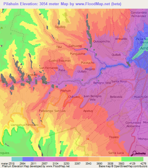 Pilahuin,Ecuador Elevation Map