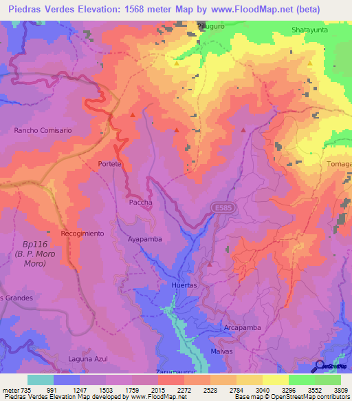 Piedras Verdes,Ecuador Elevation Map