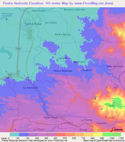 Piedra Redonda,Ecuador Elevation Map