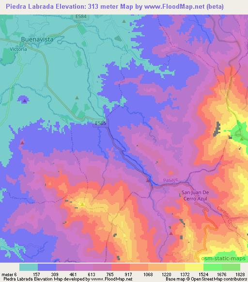 Piedra Labrada,Ecuador Elevation Map