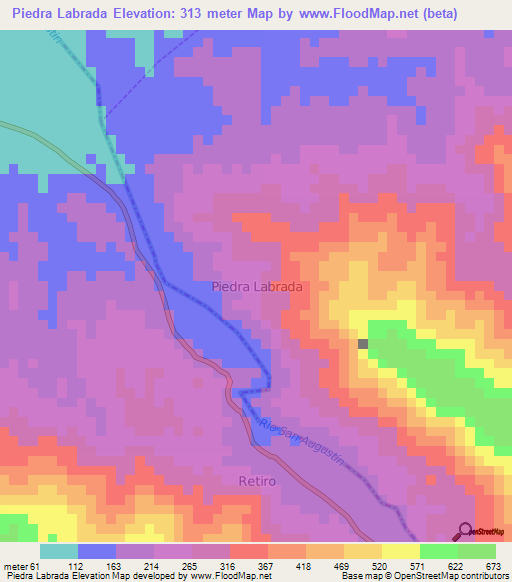 Piedra Labrada,Ecuador Elevation Map