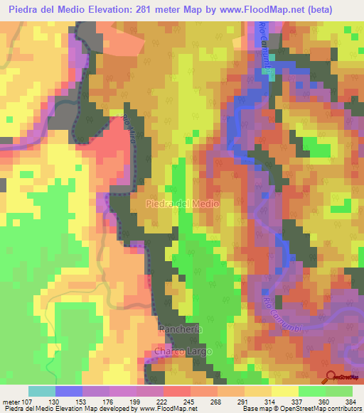 Piedra del Medio,Ecuador Elevation Map