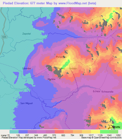 Piedad,Ecuador Elevation Map