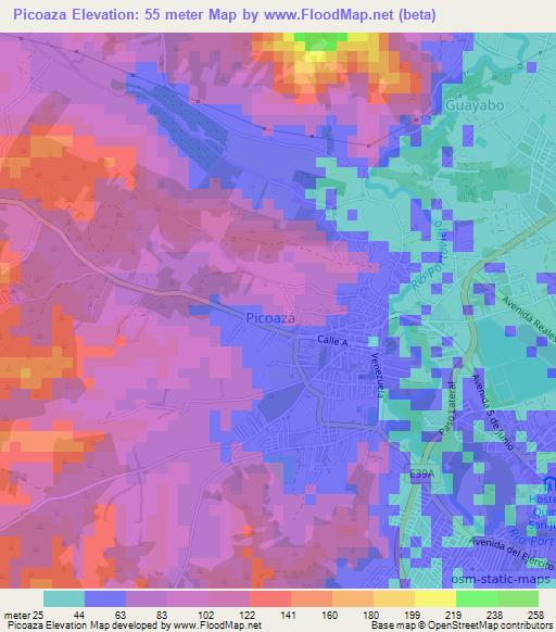 Picoaza,Ecuador Elevation Map