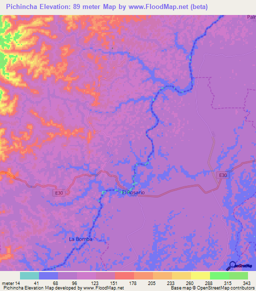 Pichincha,Ecuador Elevation Map