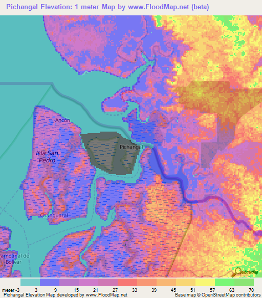 Pichangal,Ecuador Elevation Map