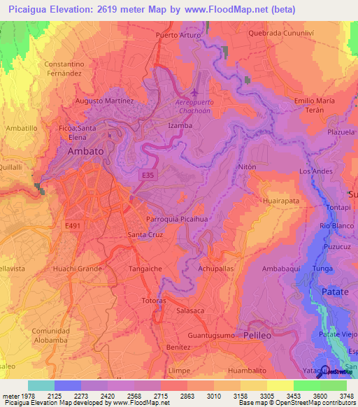 Picaigua,Ecuador Elevation Map