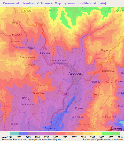 Perrusabel,Ecuador Elevation Map