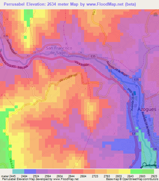 Perrusabel,Ecuador Elevation Map