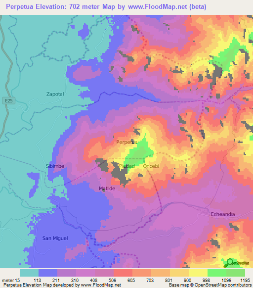 Perpetua,Ecuador Elevation Map