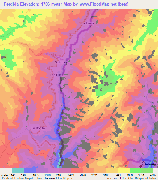 Perdida,Ecuador Elevation Map