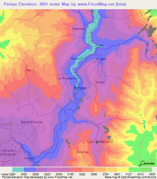 Penipe,Ecuador Elevation Map