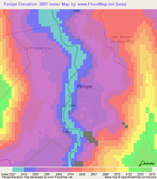 Penipe,Ecuador Elevation Map