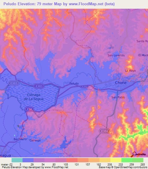 Peludo,Ecuador Elevation Map