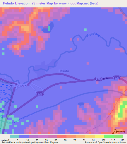 Peludo,Ecuador Elevation Map