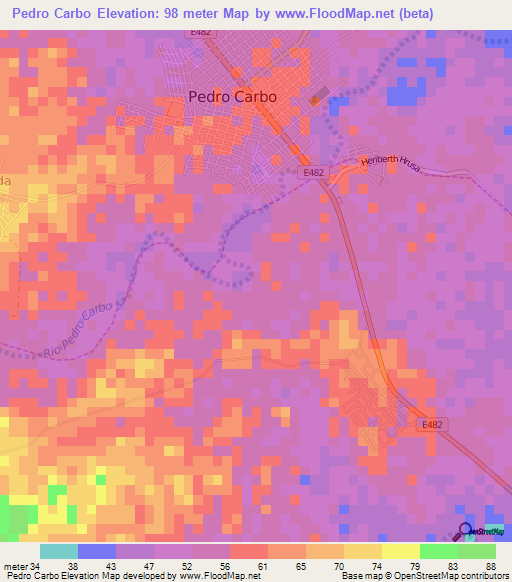 Pedro Carbo,Ecuador Elevation Map