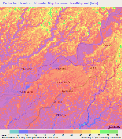 Pechiche,Ecuador Elevation Map