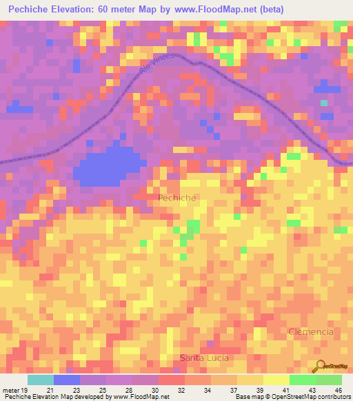 Pechiche,Ecuador Elevation Map