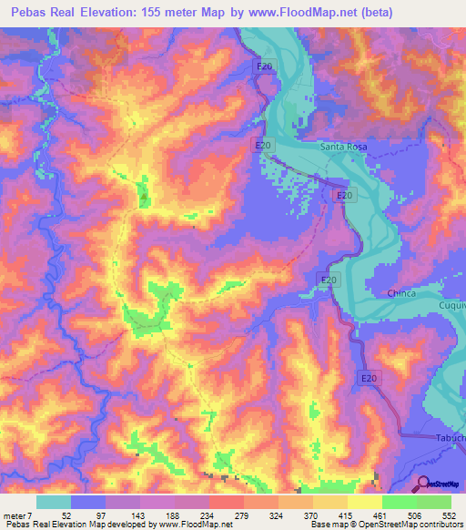 Pebas Real,Ecuador Elevation Map