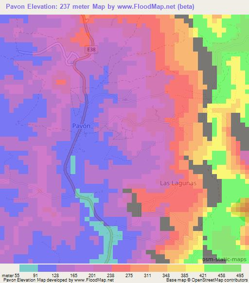 Pavon,Ecuador Elevation Map