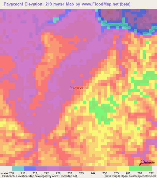 Pavacachi,Ecuador Elevation Map