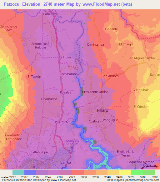 Patzocul,Ecuador Elevation Map