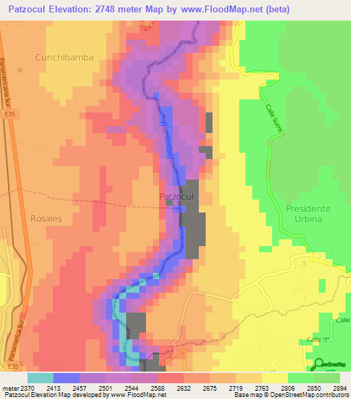 Patzocul,Ecuador Elevation Map