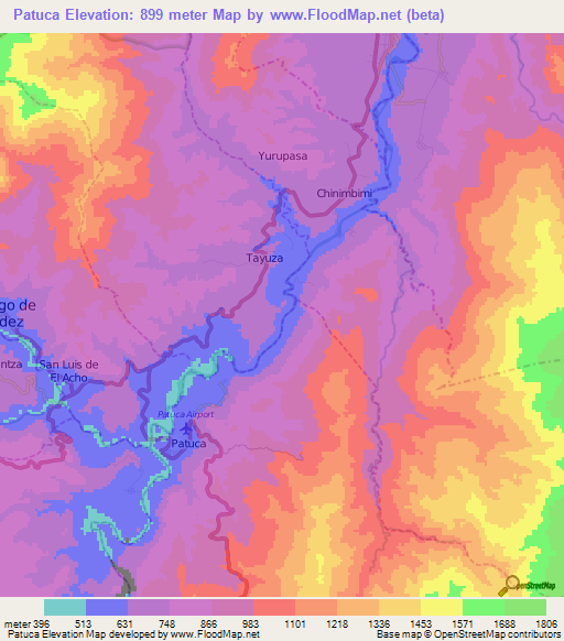 Patuca,Ecuador Elevation Map