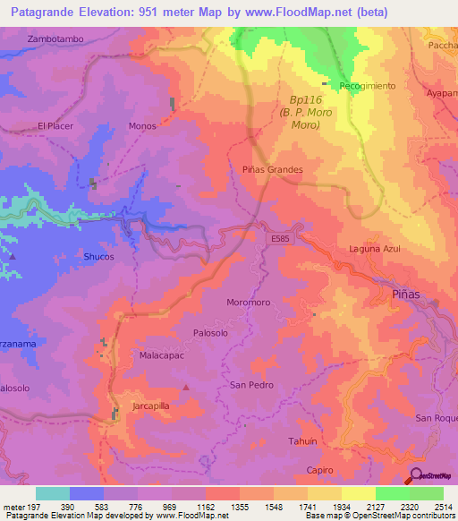 Patagrande,Ecuador Elevation Map