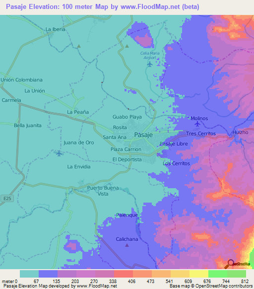 Pasaje,Ecuador Elevation Map