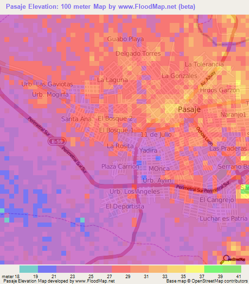 Pasaje,Ecuador Elevation Map