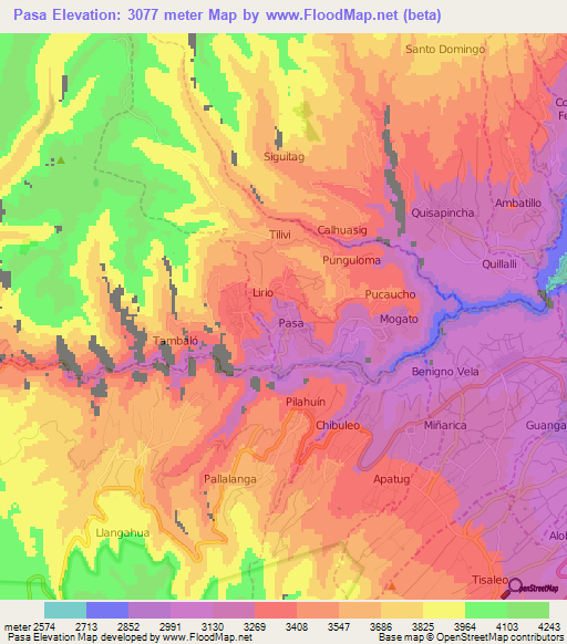 Pasa,Ecuador Elevation Map