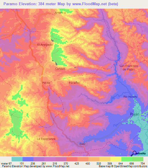 Paramo,Ecuador Elevation Map