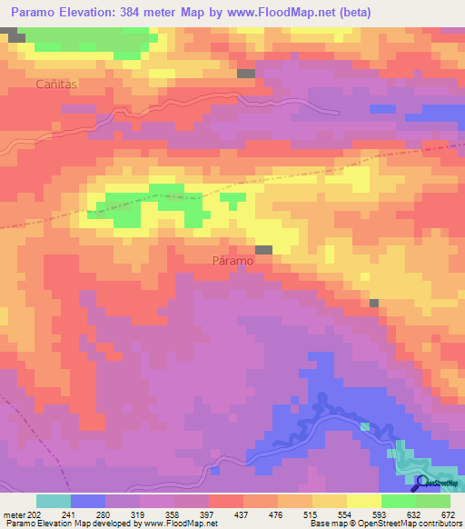 Paramo,Ecuador Elevation Map