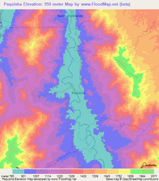 Paquisha,Ecuador Elevation Map