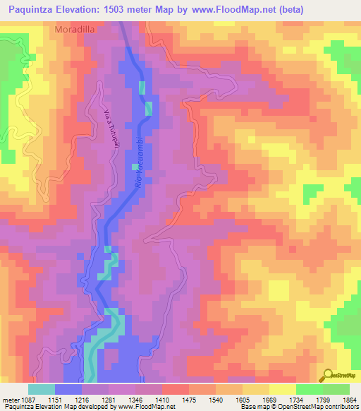 Paquintza,Ecuador Elevation Map