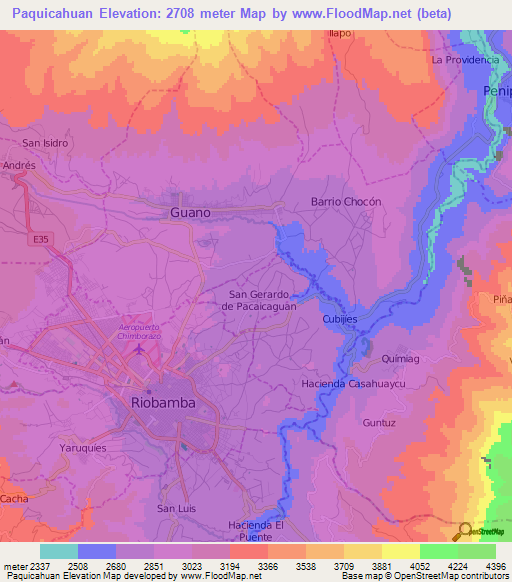 Paquicahuan,Ecuador Elevation Map