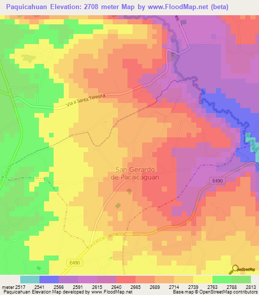 Paquicahuan,Ecuador Elevation Map