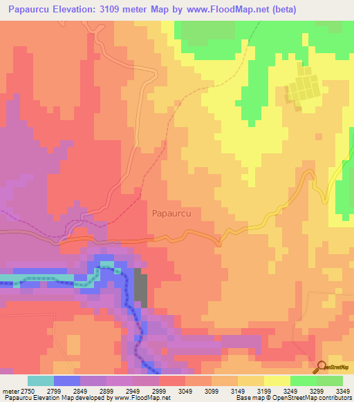 Papaurcu,Ecuador Elevation Map