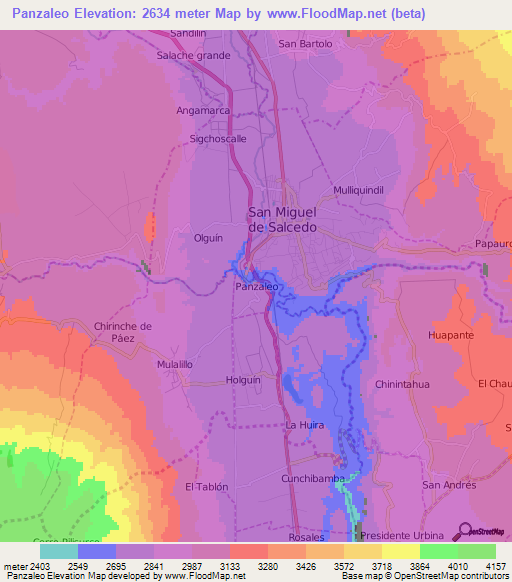 Panzaleo,Ecuador Elevation Map