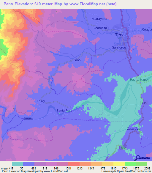 Pano,Ecuador Elevation Map