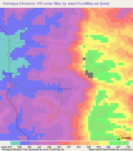 Paniagua,Ecuador Elevation Map