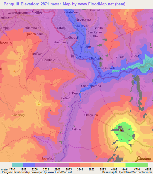 Panguili,Ecuador Elevation Map