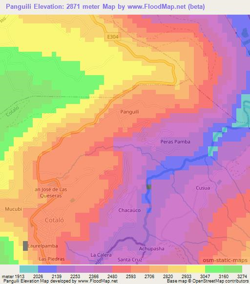 Panguili,Ecuador Elevation Map