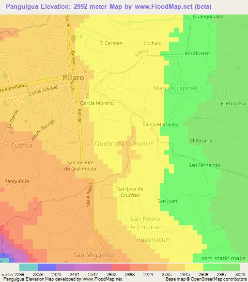 Panguigua,Ecuador Elevation Map