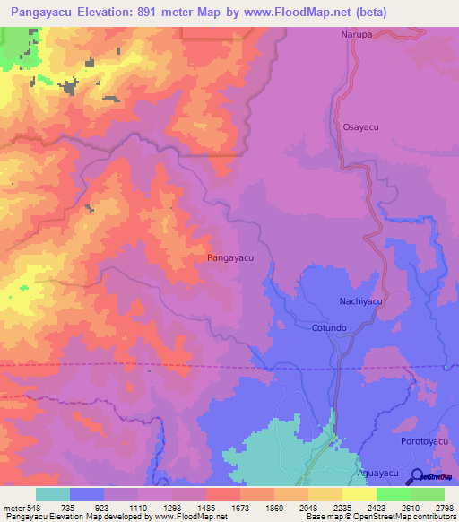 Pangayacu,Ecuador Elevation Map